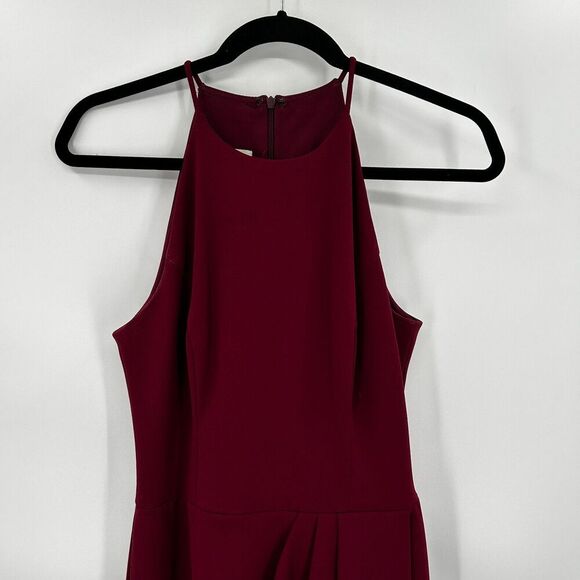 ANTHROPOLOGIE BHLDN Burgundy Red Pleated High Neck Bridesmaid Maxi Dress Size 6 - Picture 4 of 9